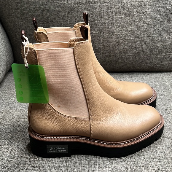 SAM EDELMAN Laguna Waterproof Lug Sole Chelsea Boot Sesame Leather Size 7 1/2 - Picture 5 of 13